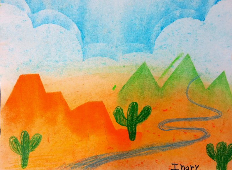 Рисунок пустыни для детей