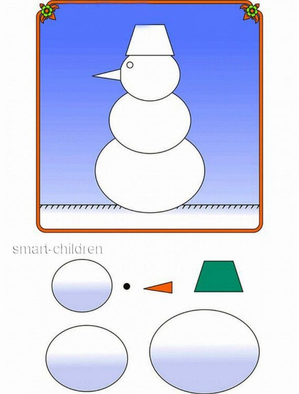 Снеговик из геометрических фигур объемные