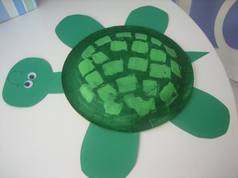 Черепаха из тарелки бумажной