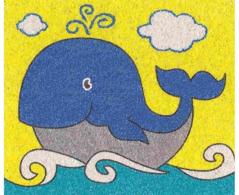 Песочная фреска "синий кит"