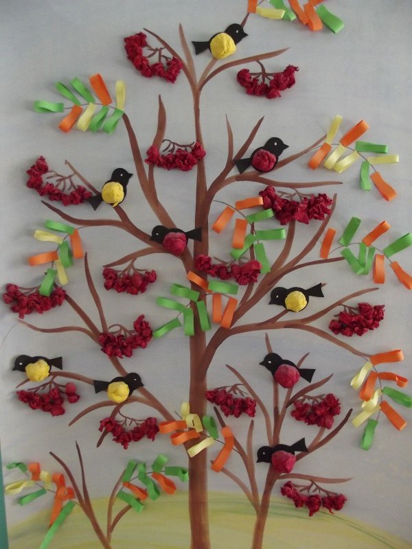 Весеннее дерево аппликация из бумаги для детей