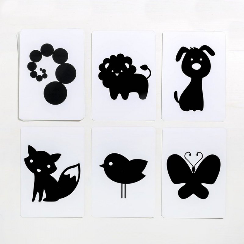 Черно белые карточки для новорожденных Монтессори