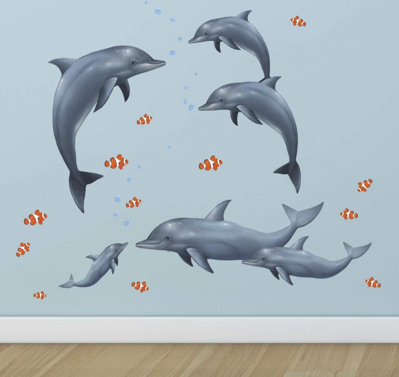 Аппликация дельфины играют средняя группа