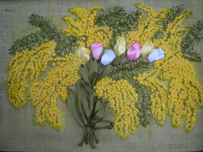 Ваза с цветами из салфеток
