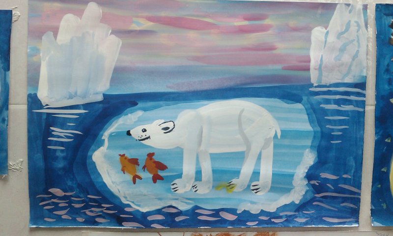 Рисование с детьми Северный полюс