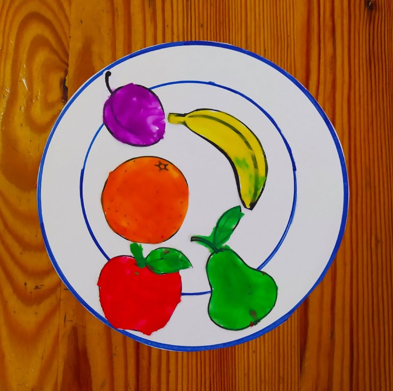 Аппликация фрукты на тарелке