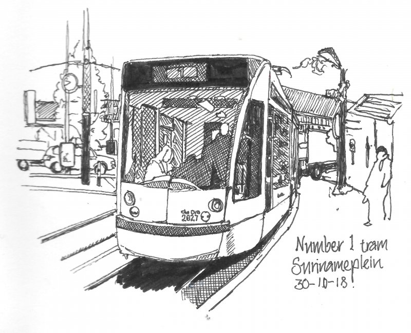 Трамвай рисунок карандашом