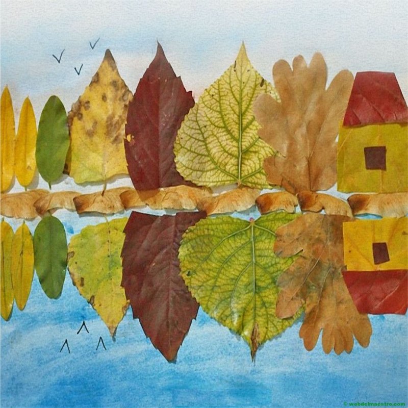 Аппликация из листьев на тему осень
