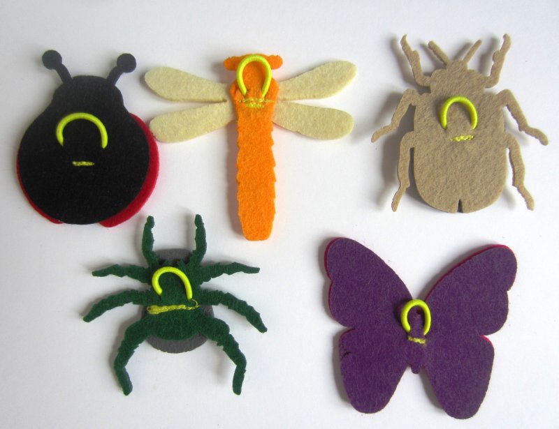 Пальчиковые игрушки насекомые из фетра, smile Decor ф001