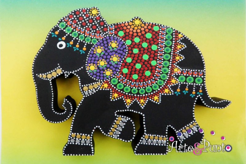 Слон точечная роспись индийский