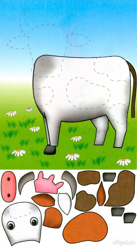 Корова аппликация для детей