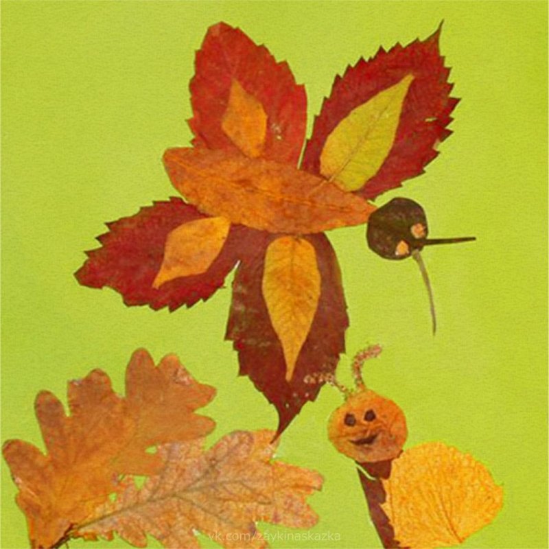 Бабочка из листьев аппликация