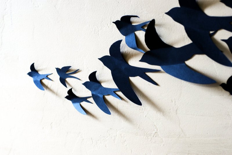 Объемные бумажные птицы