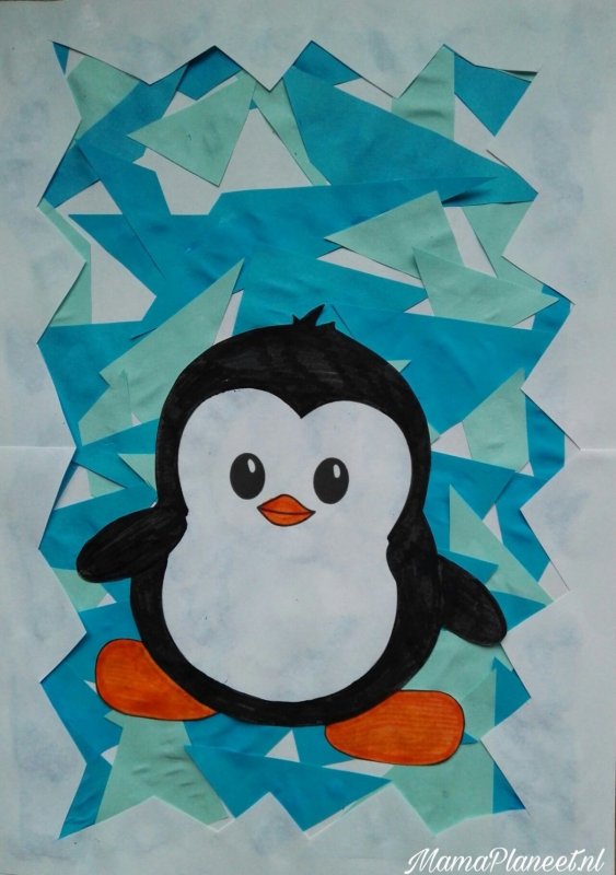 Пингвин из цветной бумаги