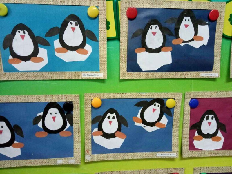 Коллективная аппликация пингвины