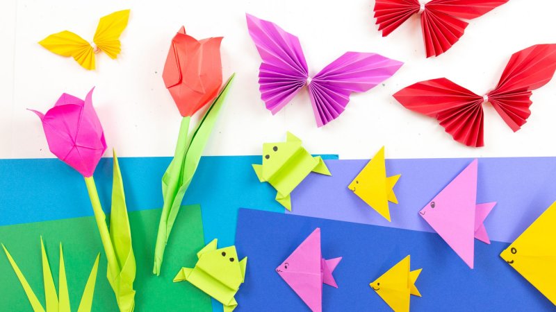 Композиция из оригами для детей