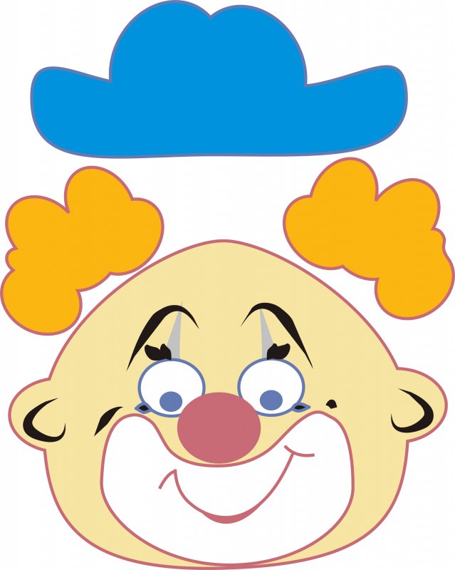 Маска клоуна на палочке шаблон. Аппликация "клоун". Клоун аппликация для детей. Лицо клоуна для поделок. Лицо клоуна для аппликации.