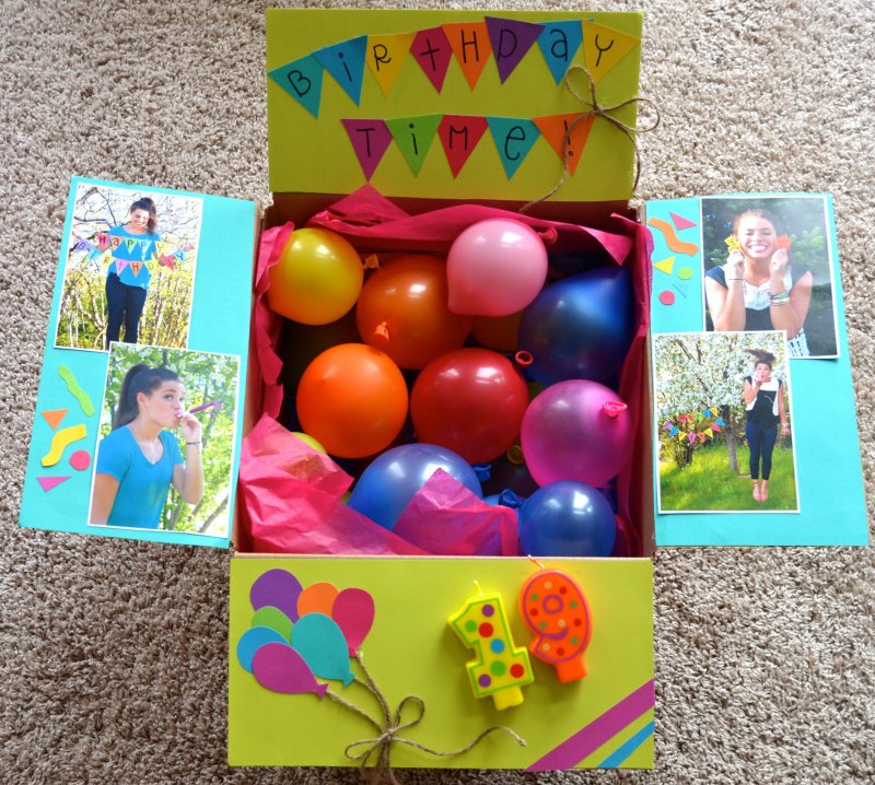 Коробка-сюрприз с недорогими воздушными шарами на день рождения и Как оригинально, прикольно и интересно поздравить сестру с днем ​​рождения?